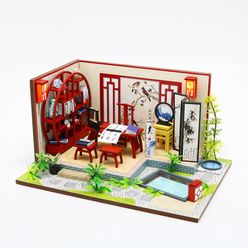 Diy Doll house Miniature Dollhouse Handmade Doll House Furniture Puzzle Assemble 3D Miniaturas Model Toys For Children Gift S921