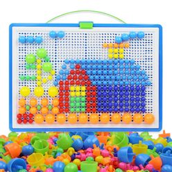296Pieces/Set Plastic DIY Mushroom Nail Beads Kit Puzzle Toys Jigsaw Board Educational Composite Puzzles Toys For Children Kid