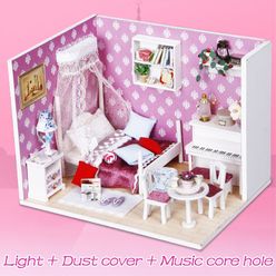 DIY Villa Doll House Wooden 3D Lights Miniature dollhouse Furniture Puzzle Kit Toys for children Gift queen's dream