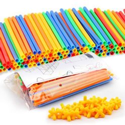100-700PCS 4D Straw Building Blocks Tunnel Shaped Pipeline Blocks Stitching Inserted Construction Toys For Children Gifts