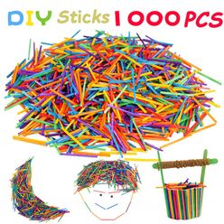 1000Pcs Wooden Colorful Matchstick Sticks DIY Crafts Wood Color  Hand Material Decoupage Ornaments Toys For Children Kids Gifts