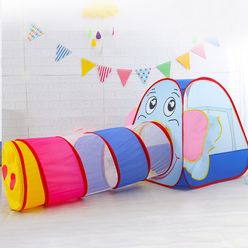Children Cartoon Elephant Ocean Ball Wave Pool Baby Play House Sunlight Tunnel Toys Foldable Tent For Kids Baby Birthday Gifts