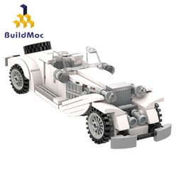 Buildmoc White Car Building Blocks For Technic Mechanical Vintage Roadster Vehicle City Models Bricks Toys Boys