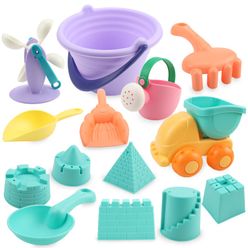 Soft Silicone beach toys for children SandBox Set Kit Sea sand bucket Rake Hourglass Water Table play fun Shovel mold summer Toy