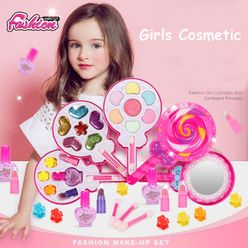 Pretend Play Make Up Toys Safe Non-toxic Make Up Kit for Children Beauty Set Pink Princess Fashion Cosmetic Kit for Girls Gift