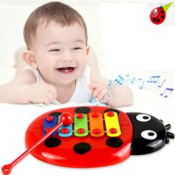 Mini Plastic Music Insect Hand Knocking Piano Instrument Baby Toys Educational Percussion Musical Toy for Infant 0-6 Month Gifts