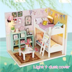 Toys for Girls DIY Wooden Pink Girl House Miniaturas with Furniture DIY Miniature House Dollhouse Girls Birthday Gifts M013 M026