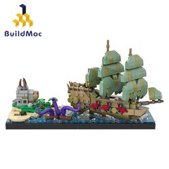 Pearl Ship Pirate Harbour skyline Dead Man's Chest The Wizard Oz Fairy Tale Model Building Blocks Birthday Gifts Kid Toys
