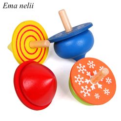 1 PC Colorful Wooden Gyro Toys for Boys Children Adult Relief Stress Desktop Spinning Top Toy Kids Birthday Gifts Random Color