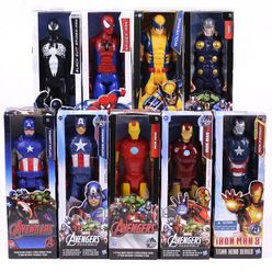 Super Heroes Avengers Captain America Thor Iron Man Spiderman Logan  PVC Action Figure Kids Toy Gift 12inch 30cm