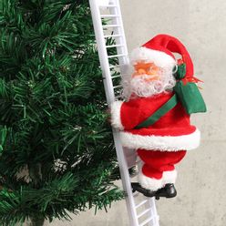 1 Pcs Electric Climbing Ladder Santa Claus Christmas Figurine Ornament Decoration Toys Christmas Gifts For Children