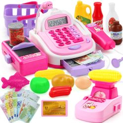 Multi-Function Electronic Cash Register Supermarket Checkout Counter Kids Pretend Play Shopping Cart Toys For Children Gifts