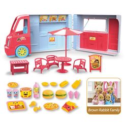 Halloween Gift Rabbit Family Picnic Camper Ice Cream Bus Multifunctional Burger Takeaway Car Simulation Play House Toy