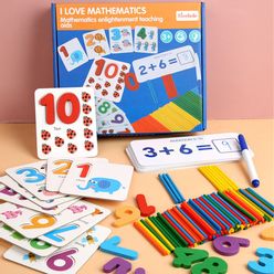 Wooden Kids Math Toys Arithmetic Digital Pairing Cards Counting Sticks Montessori Spell Word Game Learning Children Jigsaw Toy