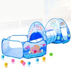 3 in 1 Ocean Shuttle Toy Tent Tunnel Waterproof Baby Playhouse Kids Tent Tunnel Toys for Children Three-piece Ball Pool