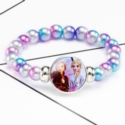 Disney Frozen 2 Elsa And Anna Rainbow Pearl Beaded Cartoon Bracelet Toys Cute Kids Girl Dressup Accessories Toy Birthday Gifts