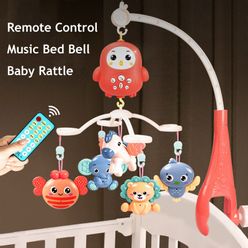 Remote Control Crib Bed Bell Baby Rattles Toys with Music Box Infant Newborn Mobile Rattle Toys  for 0-12 Months