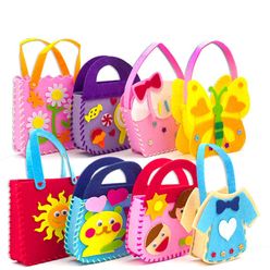 3PCS Children Non-Woven Fabric DIY Handbag Art Toy Handcraft Colorful Handmade Bag for Girls Toys Kindergarten Christmas Gifts