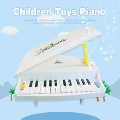 24 Key Small Toy Piano White with Light Children BirthdayToys Music Educational Instrument Baby Teaching Tool Useful Kid