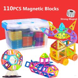 110pcs DIY Magnetic Designer Construction Set Magnetic Building Blocks 3D Assemble Bricks Magnet Toys for Children Gifts