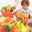 36PCS Plastic Kitchen Toy Shopping Cart Set Cutting Fruit Vegetable Food Pretend Play House Education Toys Basket for Girl Kid