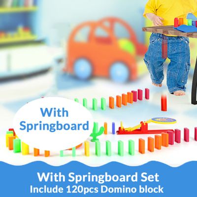 Colorful Domino set with Springboard 120pcs dominoes blocks kit intelligence Educational imagination Toys Gift For Children boys