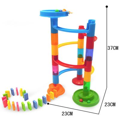 DIY Building Race Run Track set with 20 pcs Dominoes Blocks Kids Maze Ball Roll Toys intellectual puzzle Christmas Gift for kids