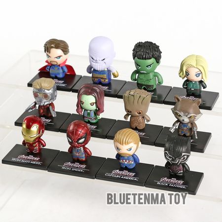 12pcs/set Q-version The Avengers Infinity War Thanos Hulk Iron Man Spiderman Doctor Strange  PVC Action Figure Dolls toy