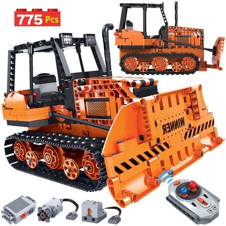 775pcs Creator Remote Control Engineering Truck Building Blocks Technic RC Car Bulldozer Electric Bricks Toy For Boys
