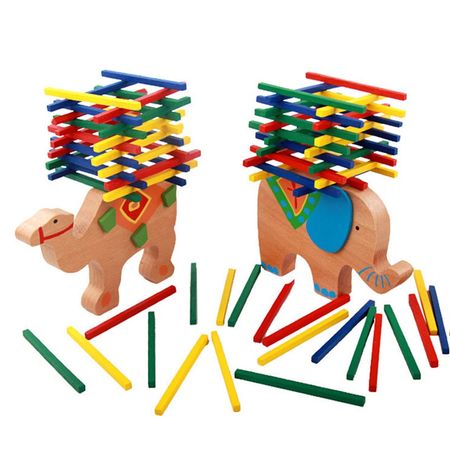 Wooden Balance Elephant Camel Children Blocks Toy Montessori Balancing Game Building Block Wood Educational Toys Baby Kids Gifts