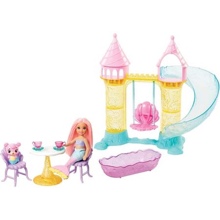 Original Barbie Chelsea Mermaid Small Castle Playset Toy Doll Accessories Girls Dolls House Toys for Children Birthday Bonecas