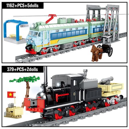 LED City Electric Track Train Building Blocks Creator Technic Train Station Railway Car Figures Bricks Toys for Children Xmas
