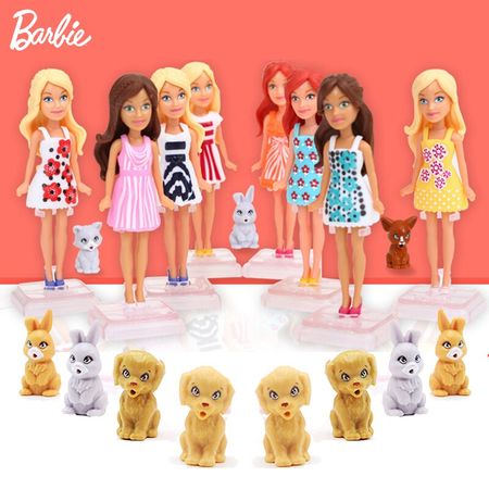 Mini 10cm Barbie Doll with Pet Barbie Baby Toys with Clothes Accessories Dolls for Girls Furniture Toys for Children Brinquedos