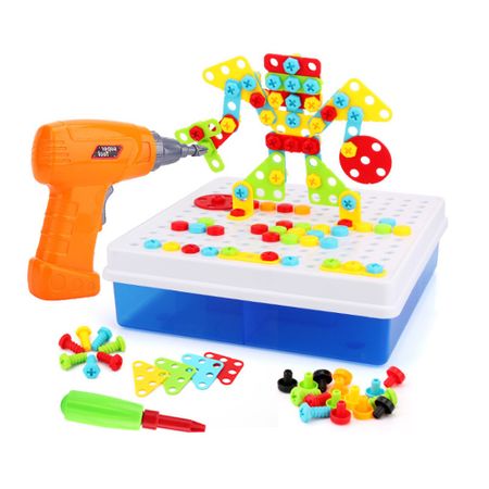 149/193 Pcs Kids Drill Toys Creative Educational Toys For Children Electric Drill Screws Tool Assembled Mosaic Building Blocks