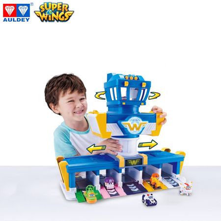 AULDEY Super Wings International Airport Headquarters  Control Tower Toy Set with Mini Robot Action Figures Toys Gifts for Kids