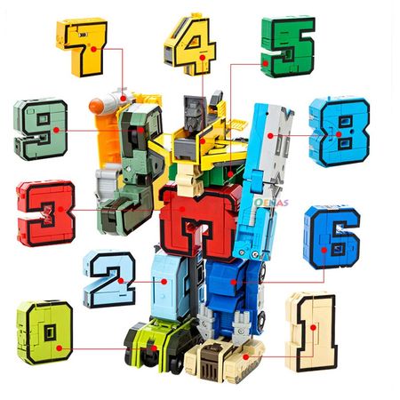 15 in 1 Educational Assembling Building Blocks GUDI Action Figure Transformation Robots number deformation Toys for children
