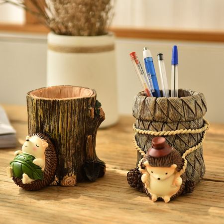 Pen hedgehog pen holder ornaments creative home resin crafts resin embellishments  desk decor office accessories home office