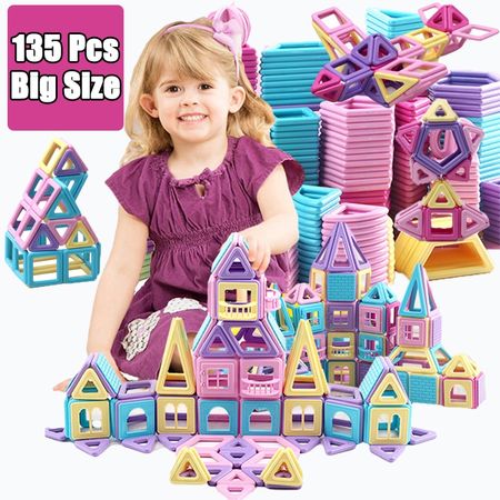 Big Size Magnetic Designer Magnet Building Blocks DIY Solid Color Construction Magnetic Bircks Tiles Kit Toys For Children Kids