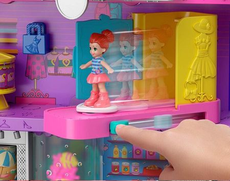 Original Polly Pocket Pollyville Mega Mall Super Pack Toys for Girls Shopping Center Girls Accessories Kids Toy House Playset