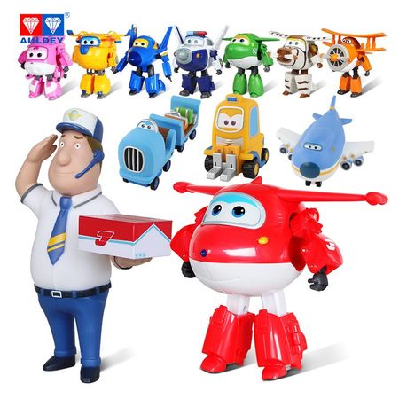 AULDEY Super Wings 12pcs Big 15cm Transforming Robot JIMBO DONNIE DIZZY ASTRA JETT Deformation Action Figures Airplane Toys