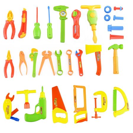 34PCS/Set Garden Tool Toys For Children Repair Tools Pretend Play Environmental Plastic Engineering Maintenance Tool Toys Gifts