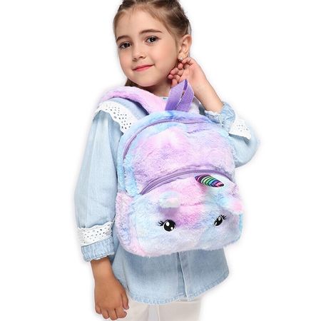 2 Colors Lovely Unicorn Cartoon Backpack Kindergarten Schoolbag Stuffed Plush Girls Boys Travel Bag Children Plushie Bookbag