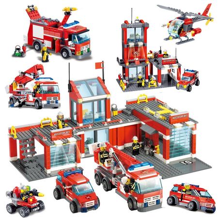 Blocks Toy 774pcs Fire Station Building Blocks City Construction Firefighter Truck Educational Bricks Boys Toys Christmas Gifts