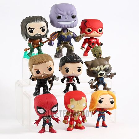 Aquaman Thanos Flash Thor Ant Man Spiderman Iron Man Captain Marvel Action Figure Model Toy Doll Gift 9pcs/set