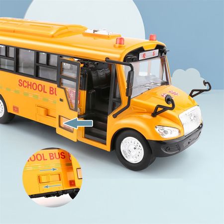 Big Size Children Simulation School Bus Toy Model Musical Inertia Car Vehicles Pull Back Car with Sounds and Lights Boys Toys