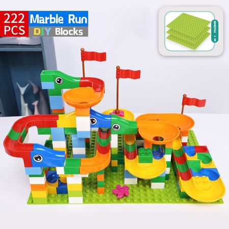 296 pcs Marble Race Run Maze Balls Track Building Blocks hubelino Enlighten Bricks Compatible with Duploed
