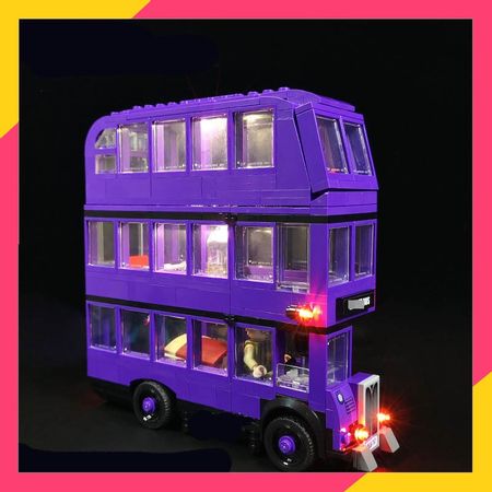 Harry Compatible 75957 Knightlys Public bus with led light building block Toy