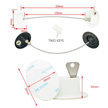 1 Pc Child Protection Window Refrigerator Lock with Stainless Steel Key Cylinder Baby Safety Window Stop Without Punching