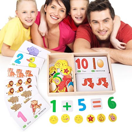 Kids Wooden Fun Digital Learning Card Toy Children's Stick/ Beads Arithmetic Learn Box Puzzle Baby Early Educational Math Toys
