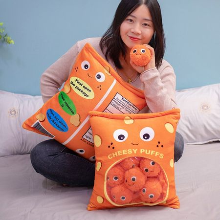 6pcs 9pcs A Bag of Cheesy Puffs Toy Stuffed Soft Snack Pillow Plush Puff Poy Kids Toys Birthday Christmas Gift for Children